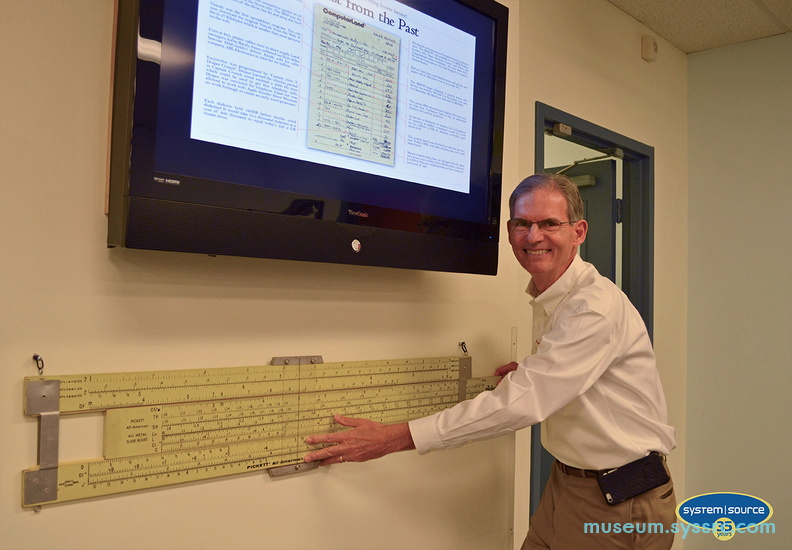 Jim Beauchamp with the Giant Slide Rule